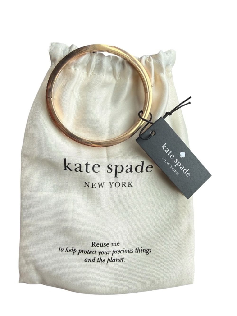 NWT kate spade Rose Gold Tone Hinged Bangle Bracelet with dust bag - Picture 2 of 3